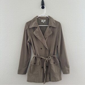 Carla Ferroni Tan Corduroy Trench Coat - Quiet Luxury Preppy Chic - EU 46